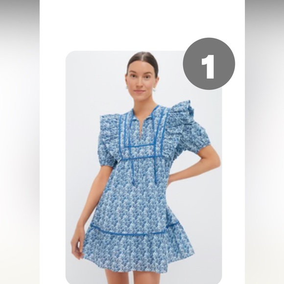 Blue Floral Mini Dress - Picture 4 of 4